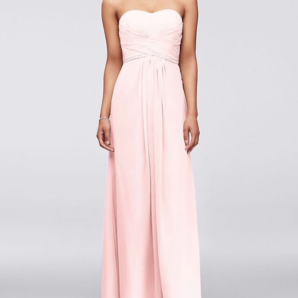David’s Bridal Long Strapless Chiffon Dress